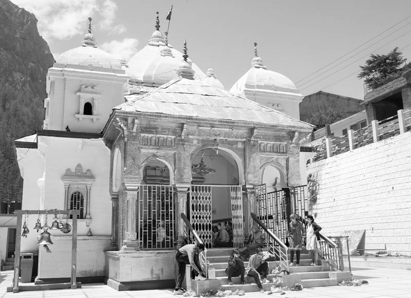 The connection between Water and Religion - A temple dedicated to river goddess Ganga near its point of origin in the Gangotri glacier in Uttarkashi district, Uttarakhand